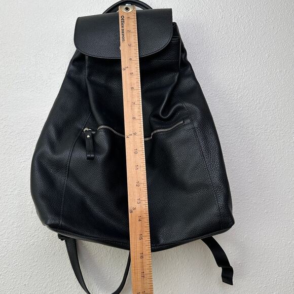 Longchamp Black Leather Le Foulonné Backpack Medium Silver Hardware - Picture 10 of 12